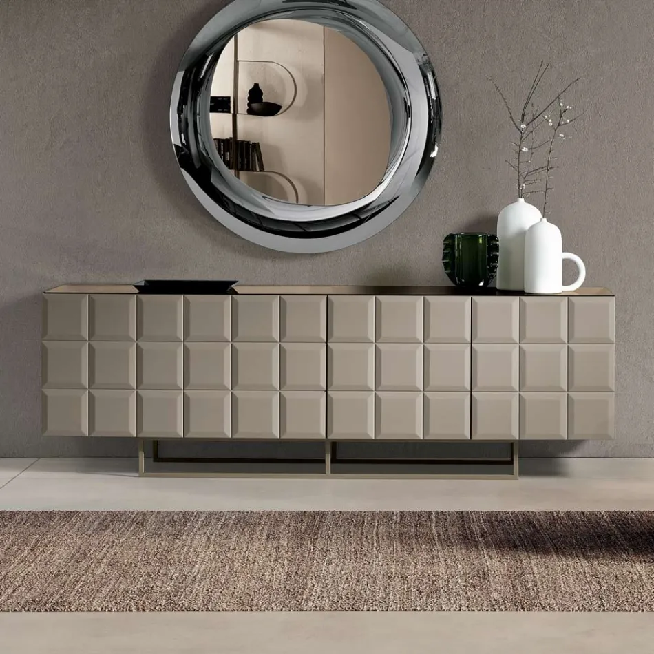 Indendørs skænk med 4 ternede døre Lavet i Italien - Elisabetta Viadurini