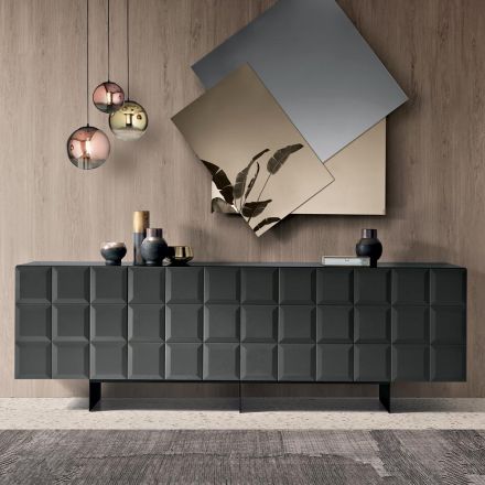 Indendørs skænk med 4 ternede døre Lavet i Italien - Elisabetta Viadurini