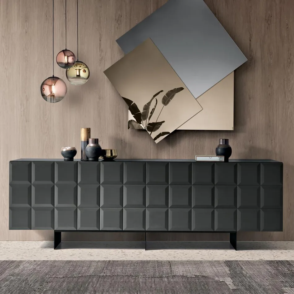 Indendørs skænk med 4 ternede døre Lavet i Italien - Elisabetta Viadurini