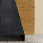 Stue skænk med 2 låger i Country Knotted Oak og antracitglas finish - Ove Viadurini