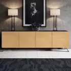 Stue skænk med 4 døre i naturlig ask finish Made in Italy - Melek Viadurini