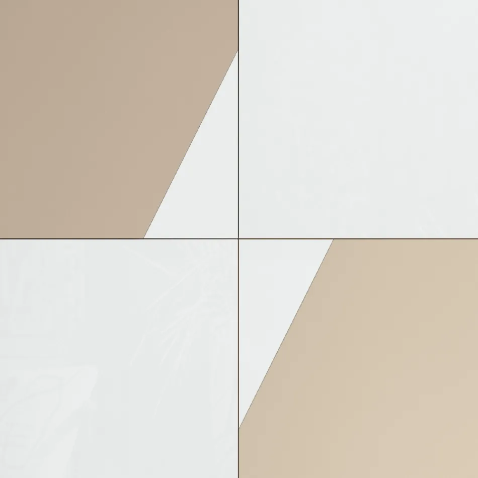 Stue skænk med 4 låger i hvidt glas og mink finish Made in Italy - Eva Viadurini