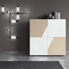 Stue skænk med 4 låger i hvidt glas og mink finish Made in Italy - Eva Viadurini