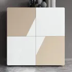 Stue skænk med 4 låger i hvidt glas og mink finish Made in Italy - Eva Viadurini