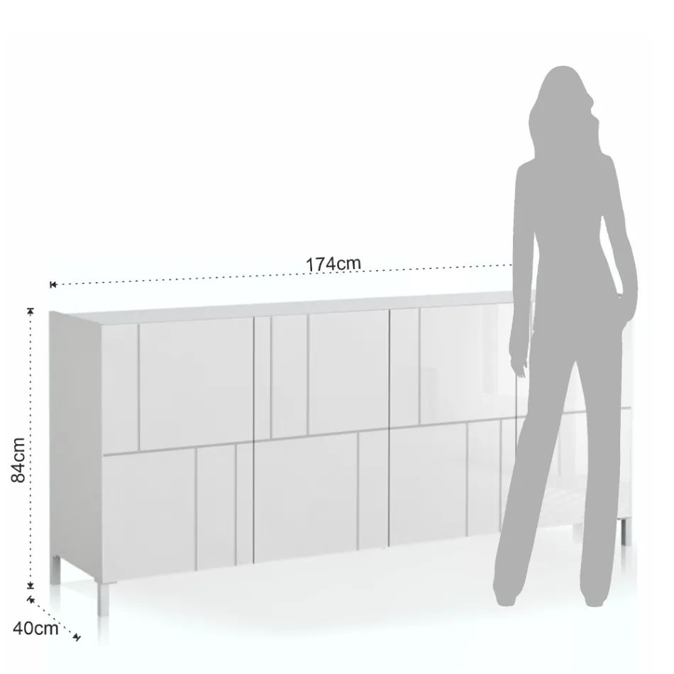 Stue skænk med 4 silketrykte låger Made in Italy - Aringa Viadurini