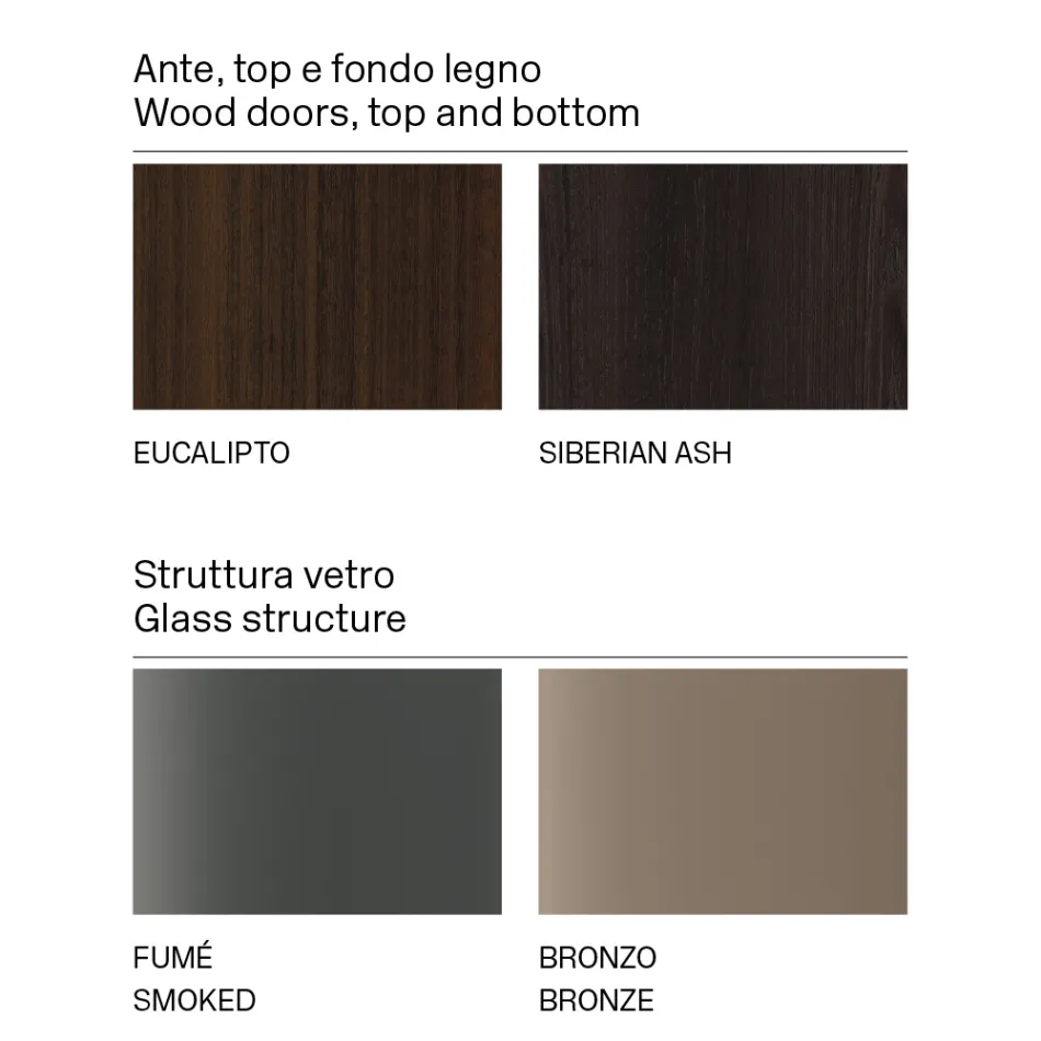 Træskænk med glasstruktur lavet i Italien - Azuki Viadurini