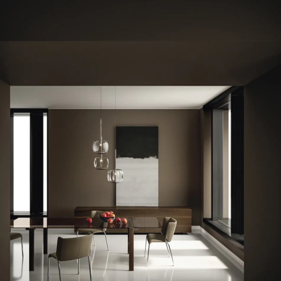 Træskænk med glasstruktur lavet i Italien - Azuki Viadurini