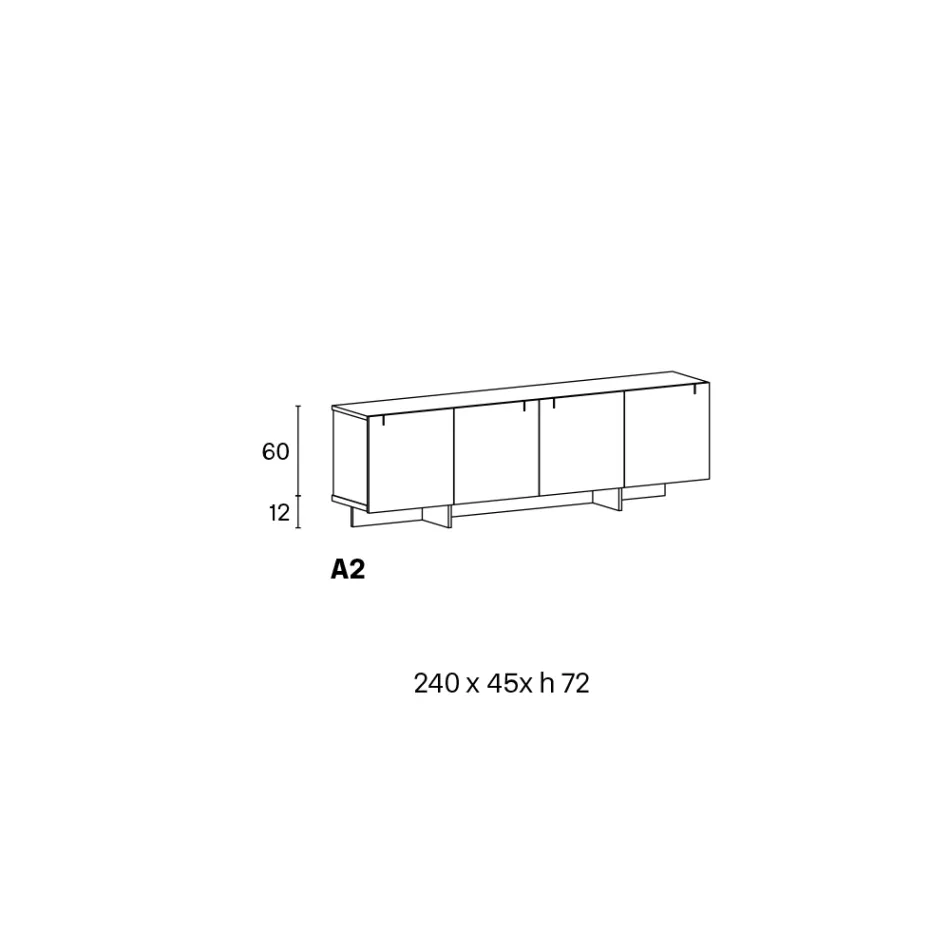 Træskænk med glasstruktur lavet i Italien - Azuki Viadurini