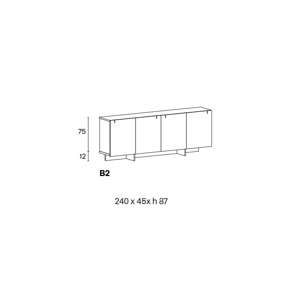 Træskænk med glasstruktur lavet i Italien - Azuki Viadurini