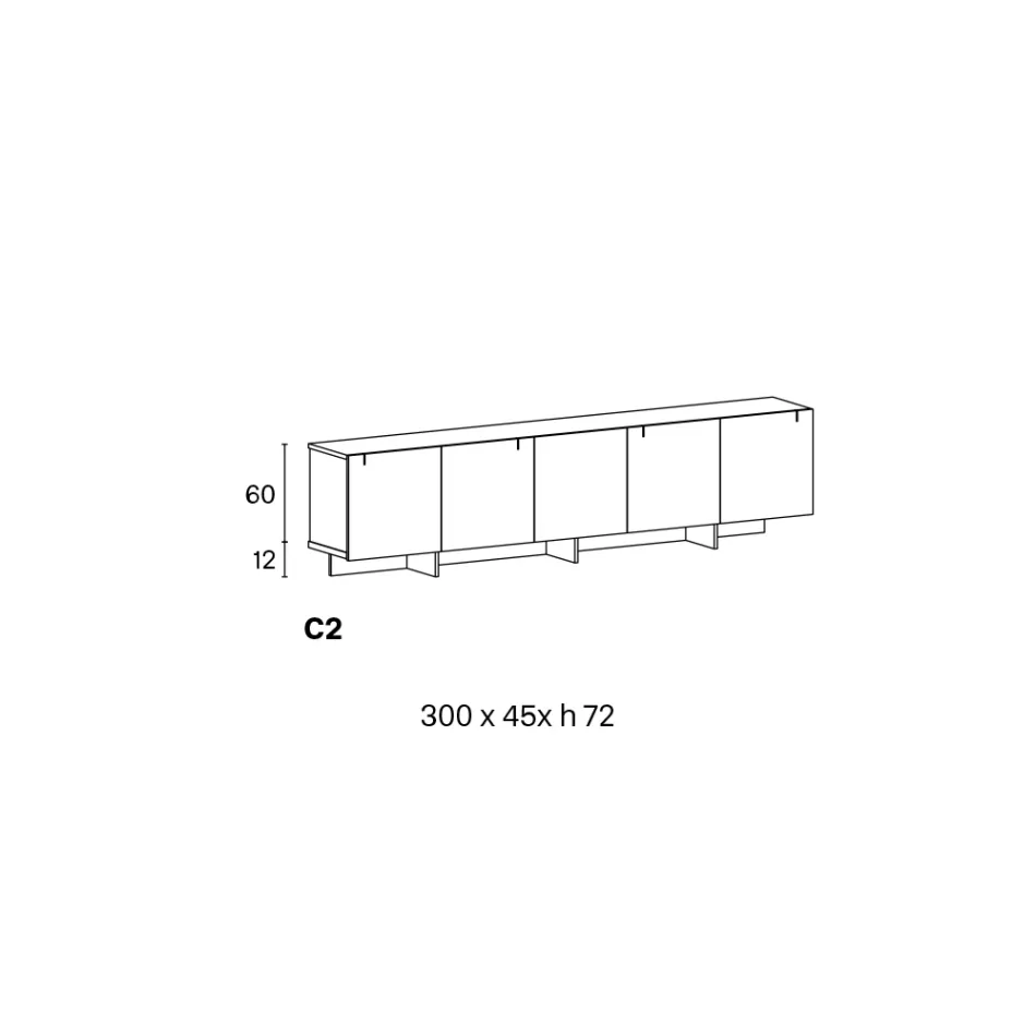 Træskænk med glasstruktur lavet i Italien - Azuki Viadurini