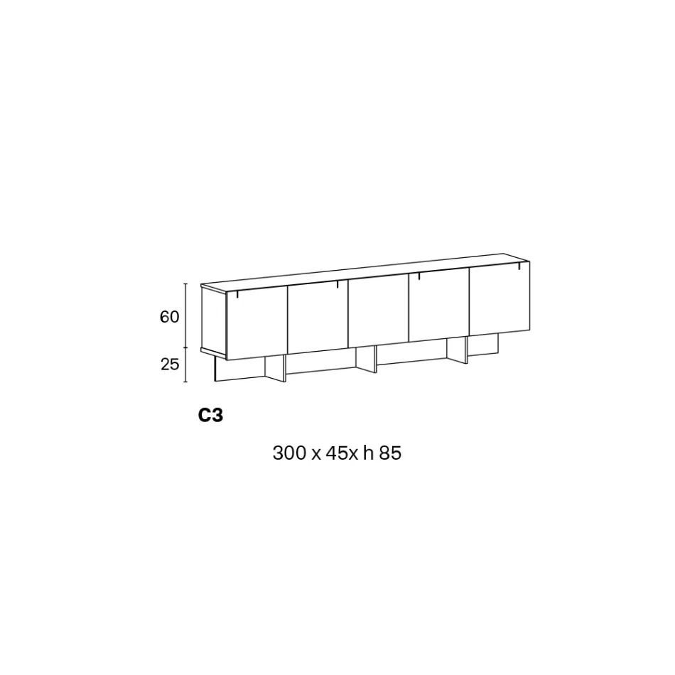 Træskænk med glasstruktur lavet i Italien - Azuki Viadurini