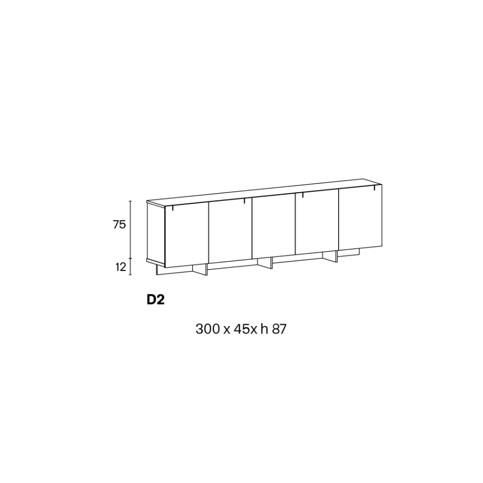 Træskænk med glasstruktur lavet i Italien - Azuki Viadurini