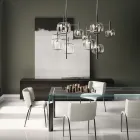 Træskænk med glasstruktur lavet i Italien - Azuki Viadurini