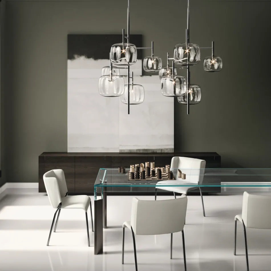 Træskænk med glasstruktur lavet i Italien - Azuki Viadurini