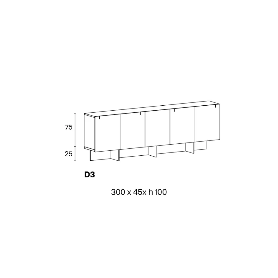 Træskænk med glasstruktur lavet i Italien - Azuki Viadurini