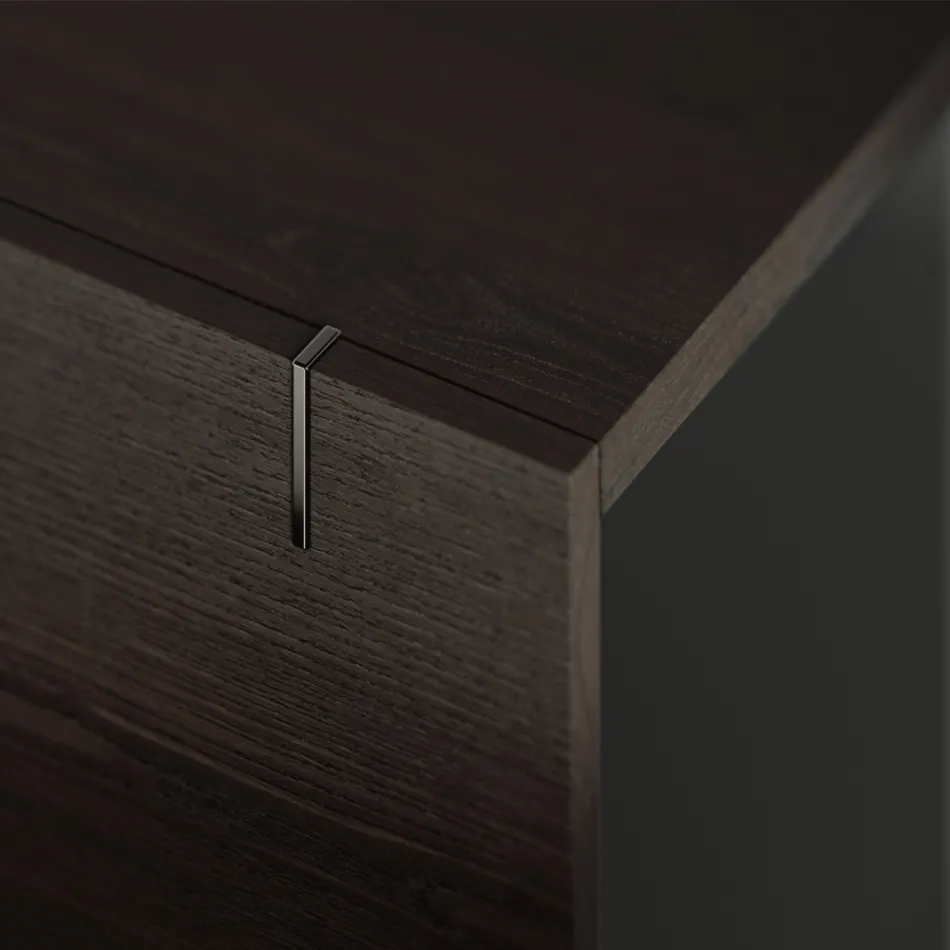 Træskænk med glasstruktur lavet i Italien - Azuki Viadurini