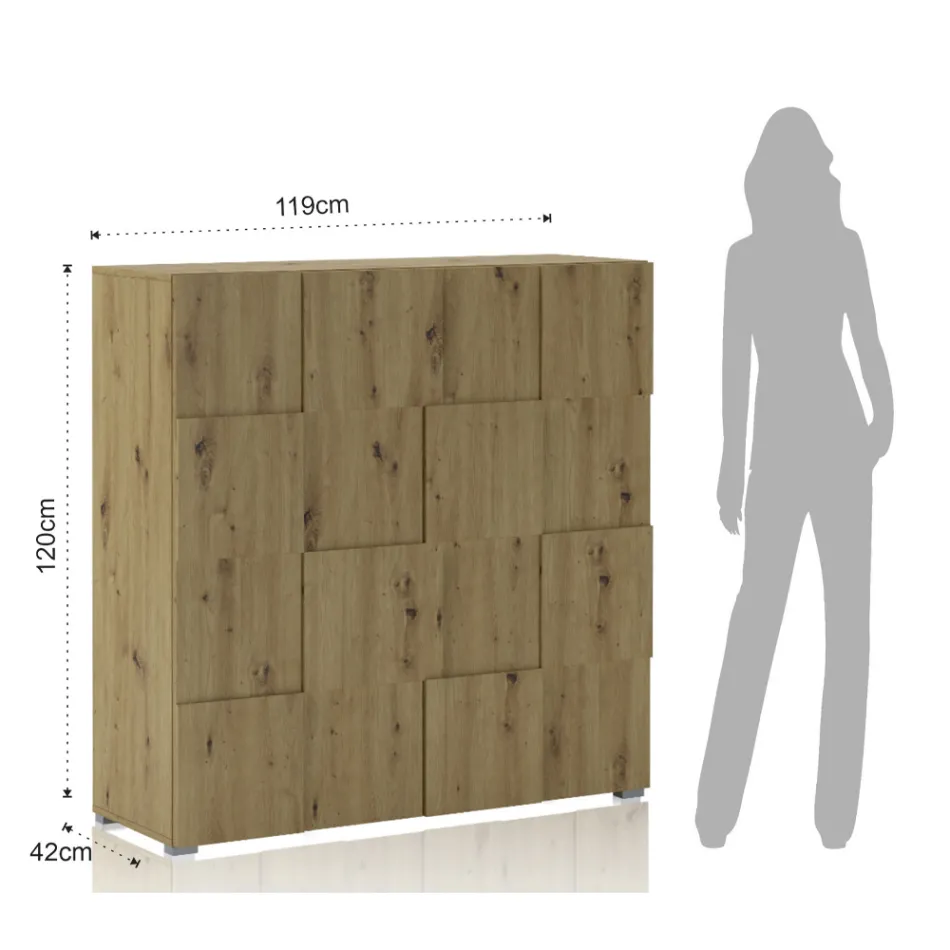 Stue skænk med 2 hængslede låger i egetræsfinish - natrium Viadurini