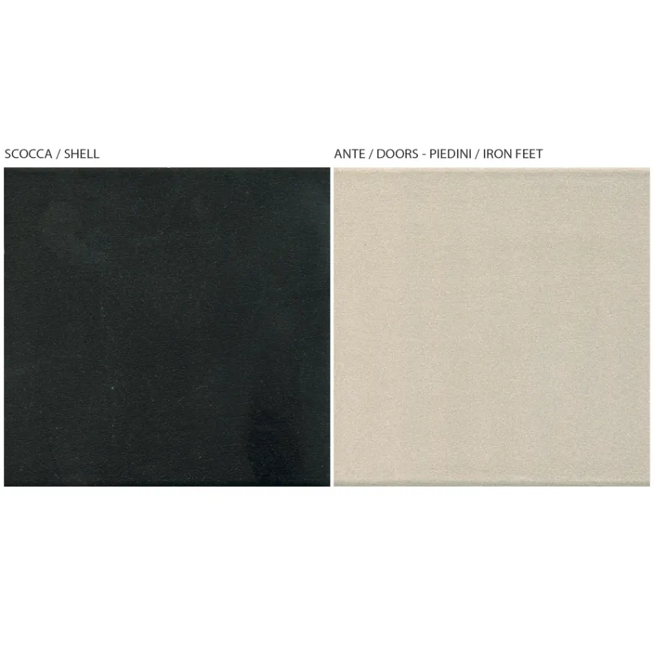 Stue skænk med 2 døre i nikkelfinish Made in Italy - Ulles Viadurini