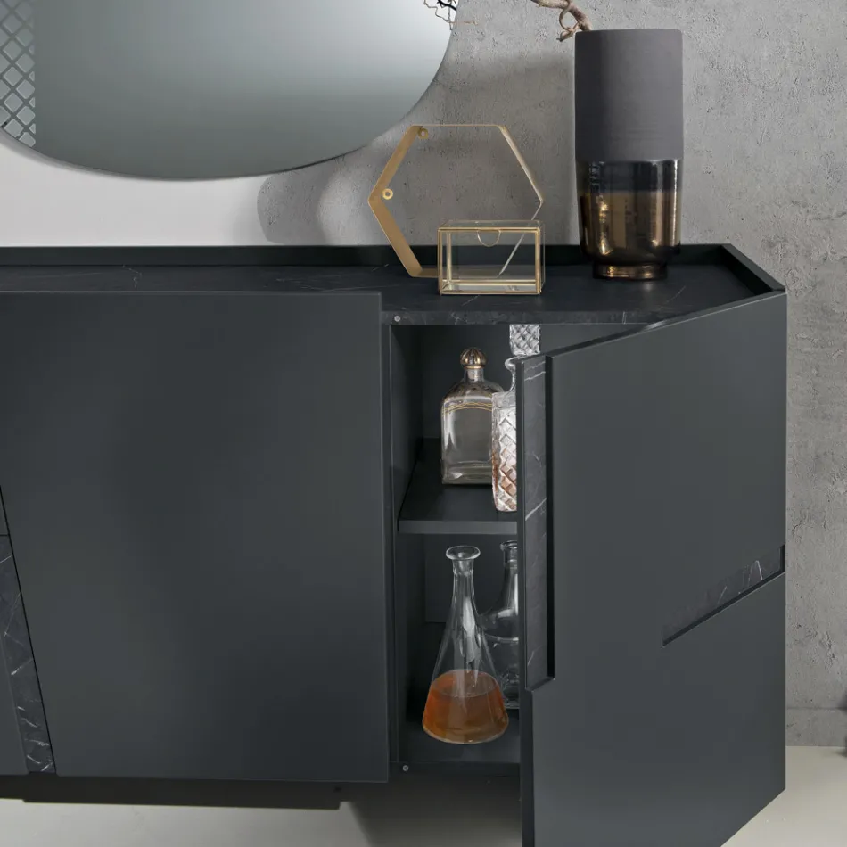 Skænk til stue med 3 døre i lakeret MDF Fremstillet i Italien - Elena Viadurini