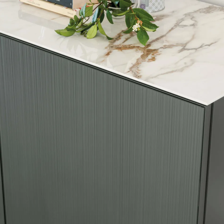 Stue skænk med stålbund og melamin struktur - Adriel Viadurini