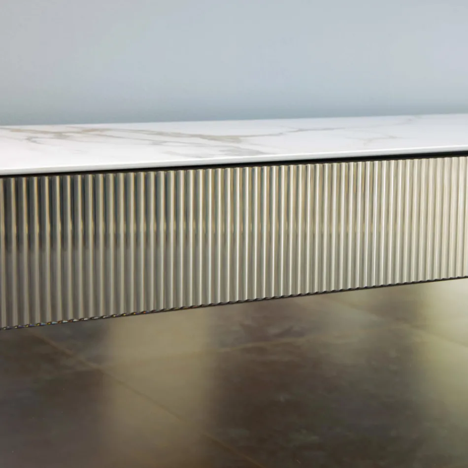 Stue skænk med stålbund og melamin struktur - Adriel Viadurini