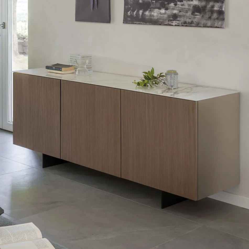 Stue skænk med stålbund og melamin struktur - Adriel Viadurini