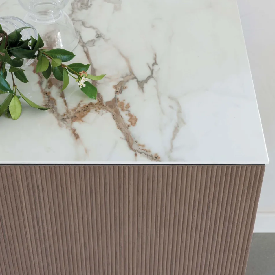 Stue skænk med stålbund og melamin struktur - Adriel Viadurini