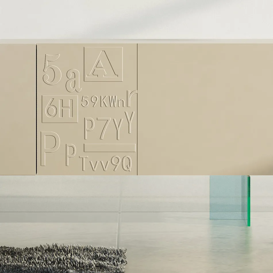 Stue skænk i matlakeret Mdf og glas Made in Italy - Ninetta Viadurini