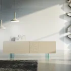 Stue skænk i matlakeret Mdf og glas Made in Italy - Ninetta Viadurini