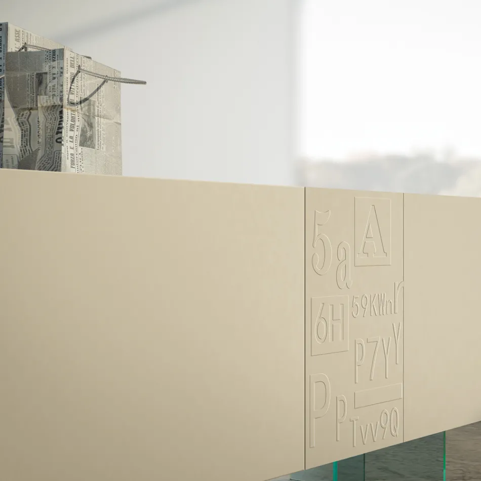 Stue skænk i matlakeret Mdf og glas Made in Italy - Ninetta Viadurini