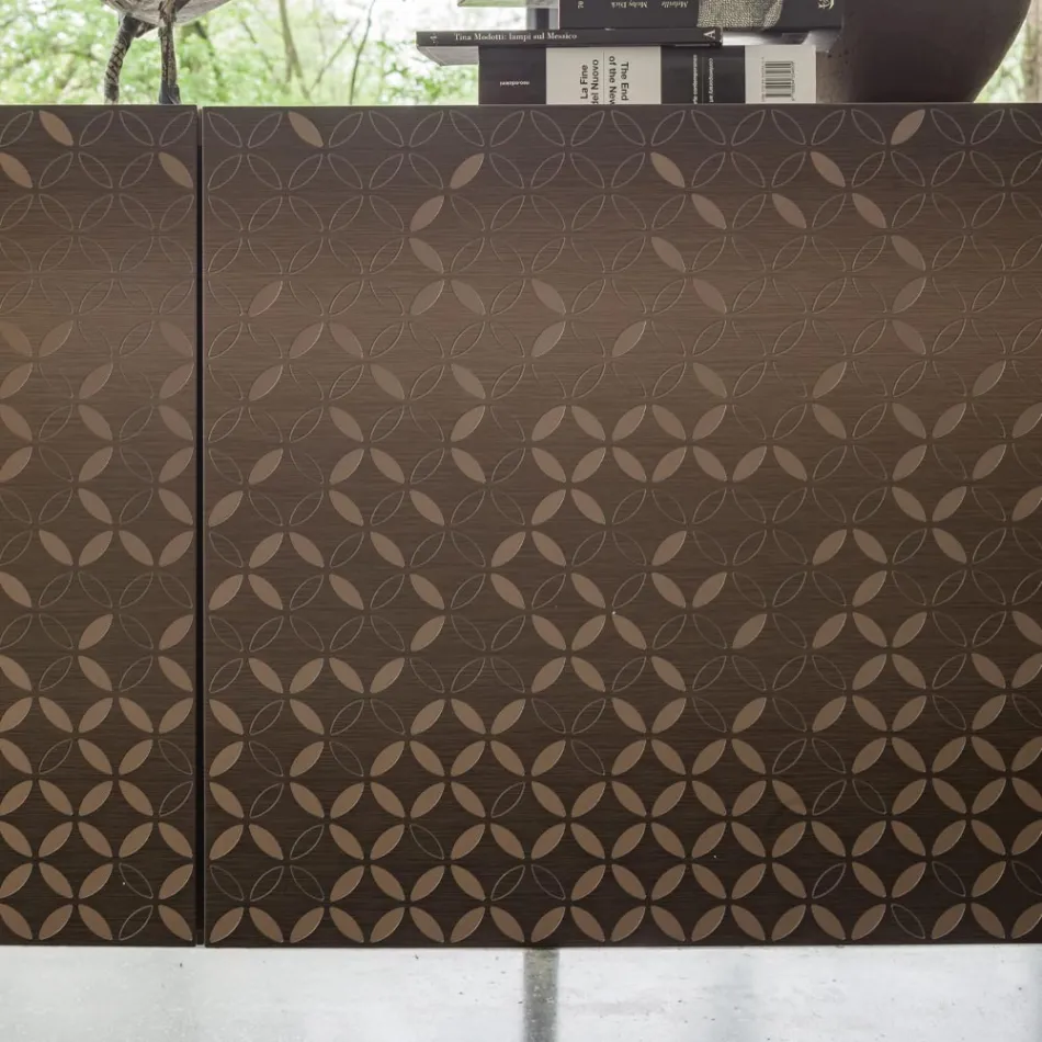 Metallisk Moka lakeret stue skænk med 3D dekoration Made in Italy - Maple Viadurini