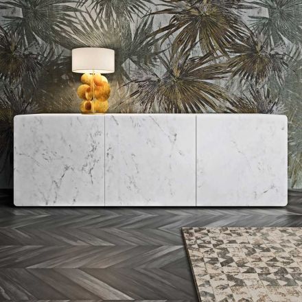 Stue skænk med 3 døre i Carrara Marmor Finish Made in Italy - Finn Viadurini