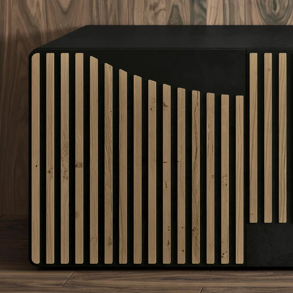 Stue skænk med 3 døre i nordisk knudet eg finish - Linda Viadurini