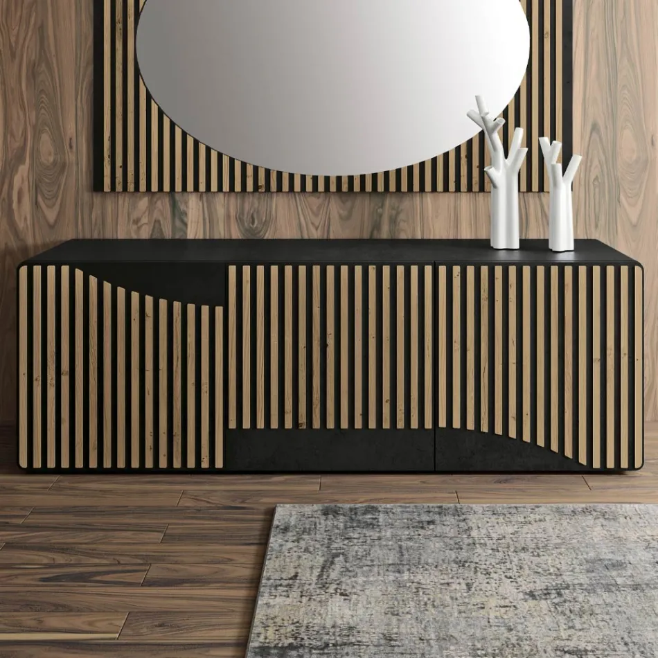 Stue skænk med 3 døre i nordisk knudet eg finish - Linda Viadurini