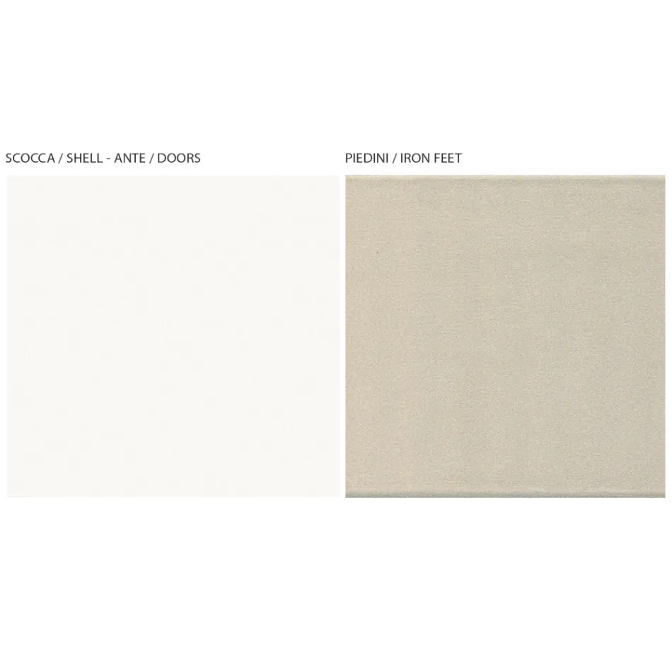 Stue skænk med 4 døre i hvid og Canaletto finish Made in Italy - Eventuelle Viadurini