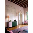 Design skænk i Gres med struktur i træ og Mdf fremstillet i Italien - Cunea Viadurini