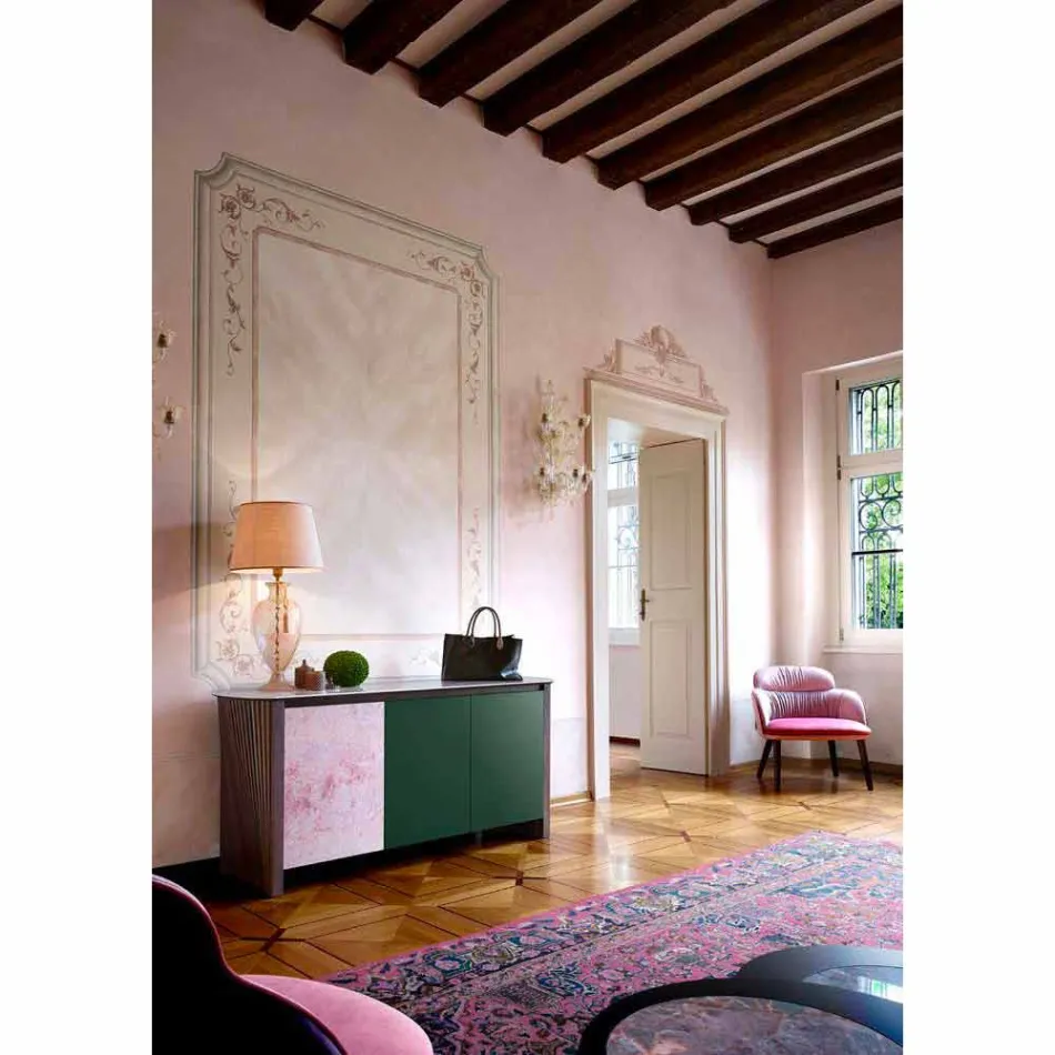 Design skænk i Gres med struktur i træ og Mdf fremstillet i Italien - Cunea Viadurini