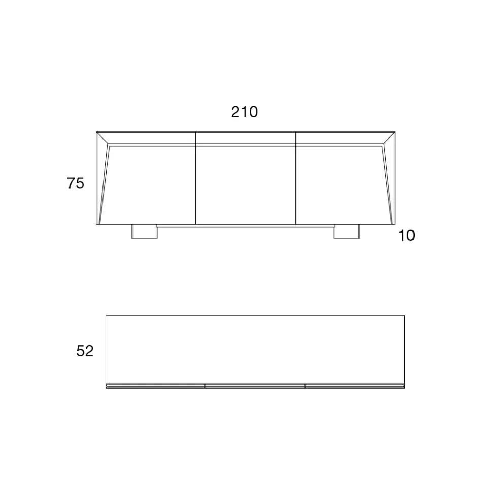3-dørs træskænk med skrå kant og keramisk top - Mondolfo Viadurini