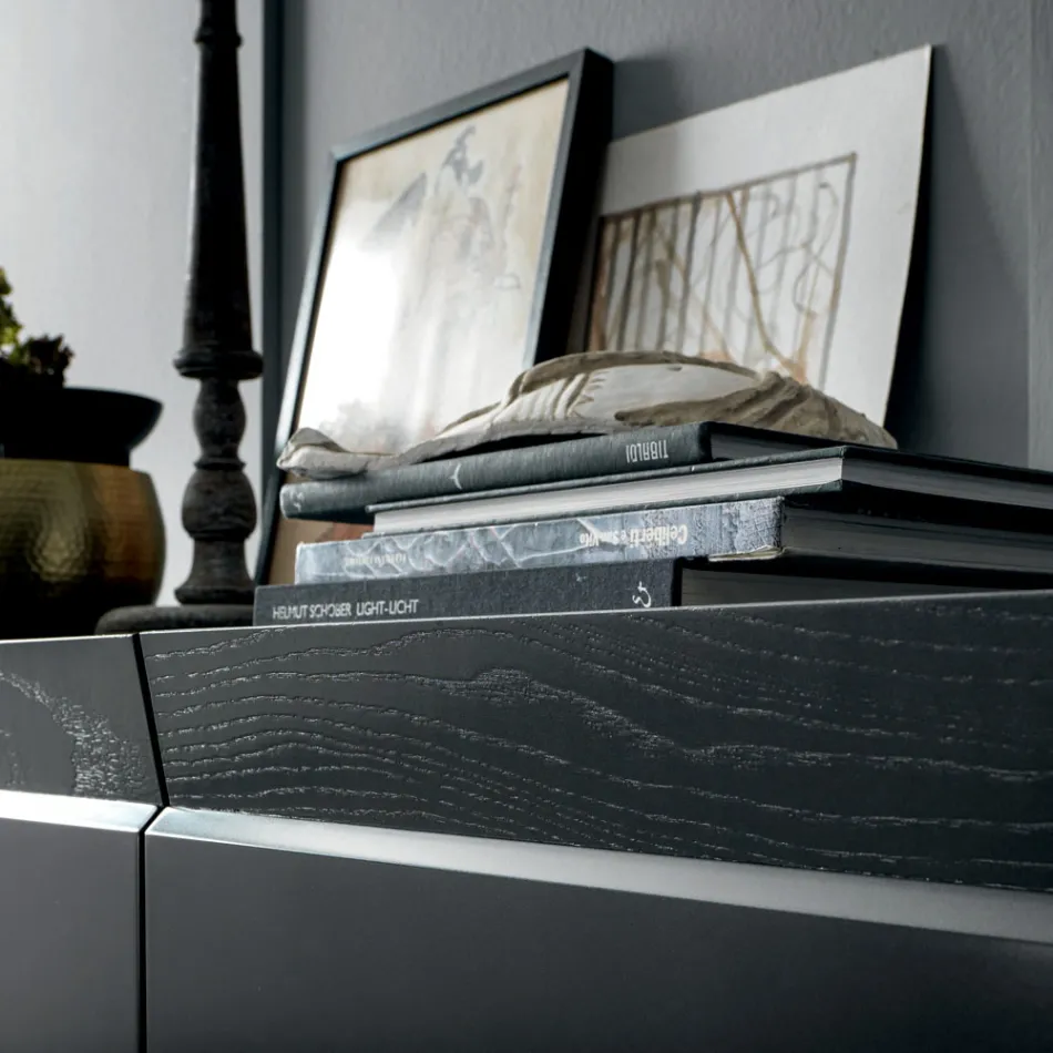 3-dørs træskænk med skrå kant og keramisk top - Mondolfo Viadurini