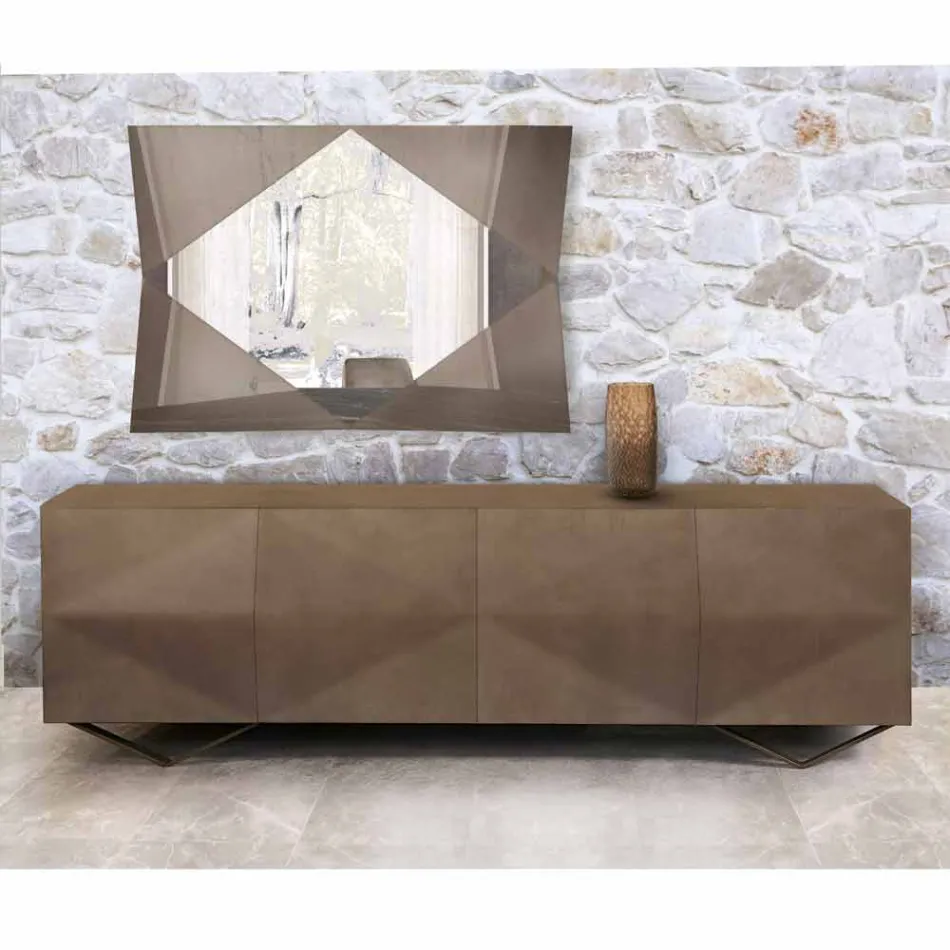 2 eller 4 døre skænk af træ med krystalhylder fremstillet i Italien - Gardena Viadurini