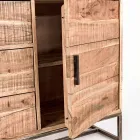 Skænk i akacietræ og stål 2 låger og 3 skuffer Homemotion - Aimune Viadurini