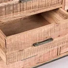 Skænk i akacietræ og stål 2 låger og 3 skuffer Homemotion - Aimune Viadurini