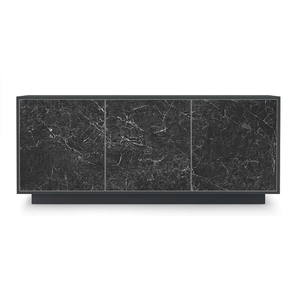 Skænk i lakeret træ med 2 eller 3 keramiske låger lavet i Italien - Fiorenza Viadurini