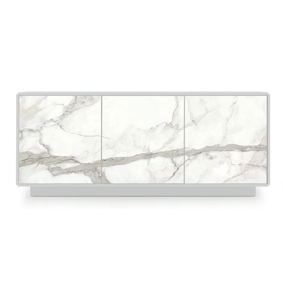 Skænk i lakeret træ med 2 eller 3 keramiske låger lavet i Italien - Fiorenza Viadurini