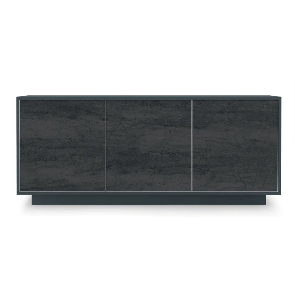 Skænk i lakeret træ med 2 eller 3 keramiske låger lavet i Italien - Fiorenza Viadurini