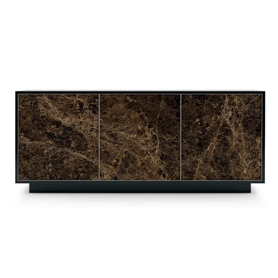 Skænk i lakeret træ med 2 eller 3 keramiske låger lavet i Italien - Fiorenza Viadurini