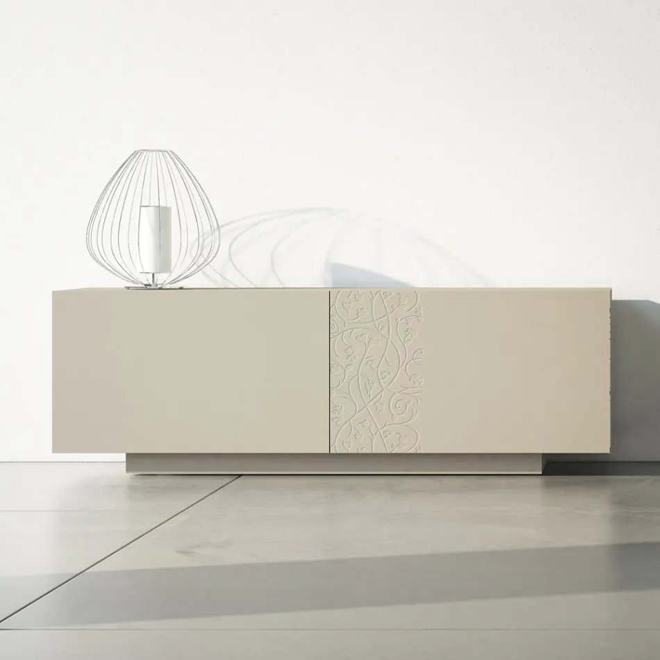 Mdf skænk med sokkelbund og dekoreret dør lavet i Italien - Deodara Viadurini