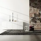 Skænk i mat hvidlakeret Mdf med dekorerede døre Made in Italy - Chicago Viadurini