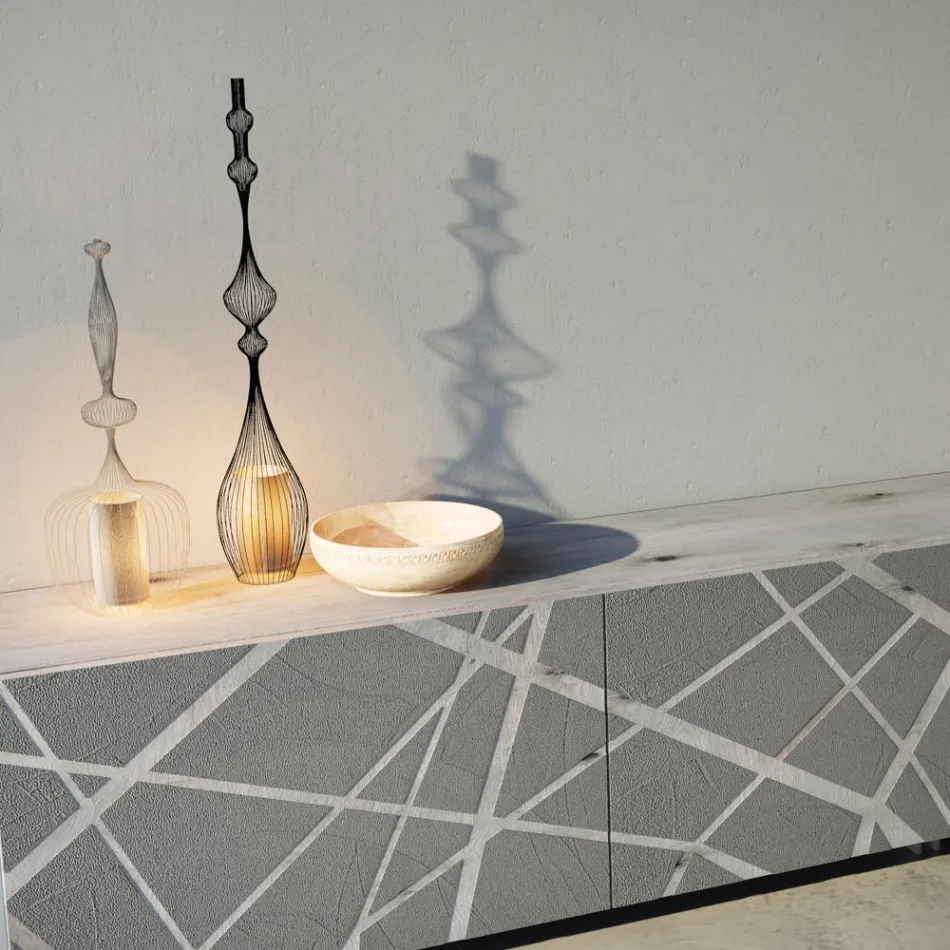 Skænk i mat mudderlakeret Mdf med sokkelbase Made in Italy - Arise Viadurini