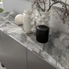 Skænk i MDF, Top i grå marmoreffekt keramik med 3 push-pull - klikdøre Viadurini